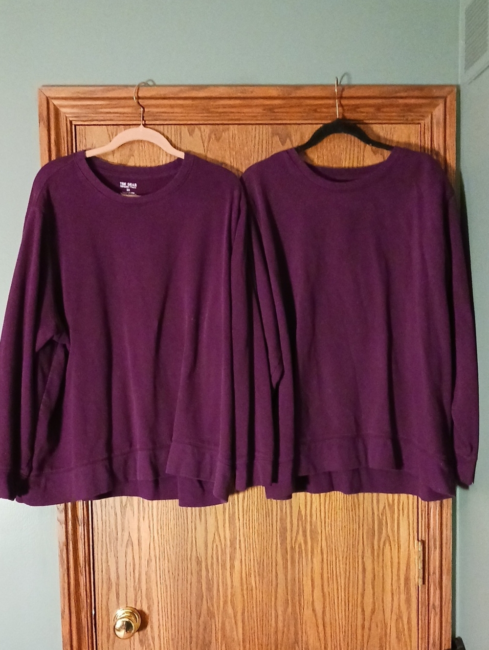 Two Women's Tek Gear Ultrasoft Fleece Pullover Crew Sweatshirts